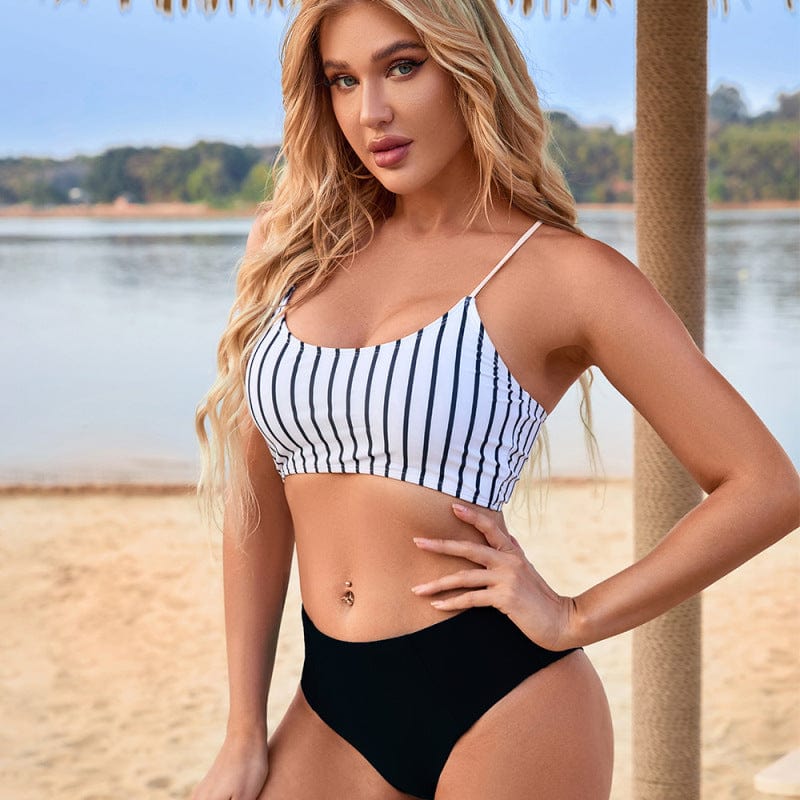 Women's Bikini With High Waist Bottoms Black / S