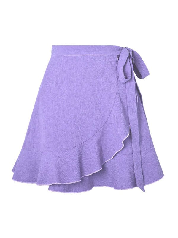 Wrap-Around Skirt with Tie Purple / S